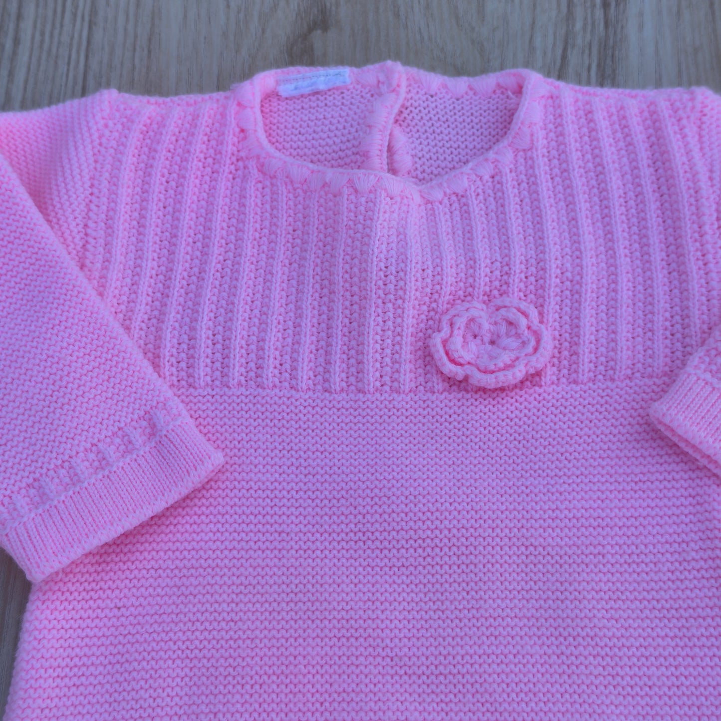 Vestido/Camisola Longa de Malha Rosa com Flor
