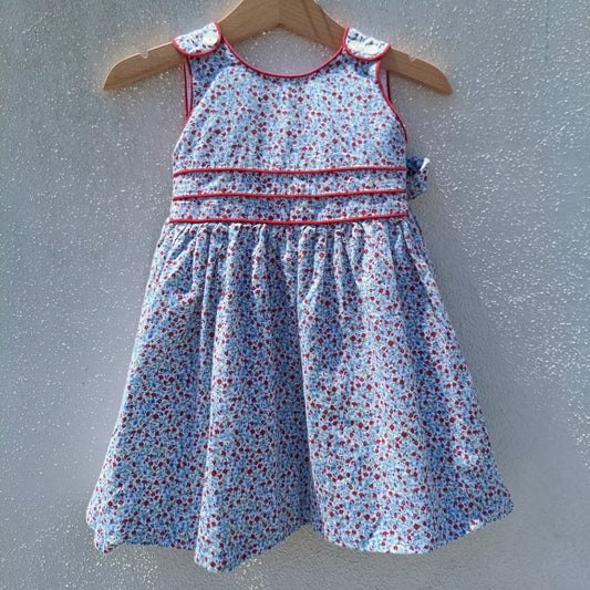 Vestido Floral Tradicional Neck & Neck com Vivos Vermelhos – 12 Meses (68-76 cm)