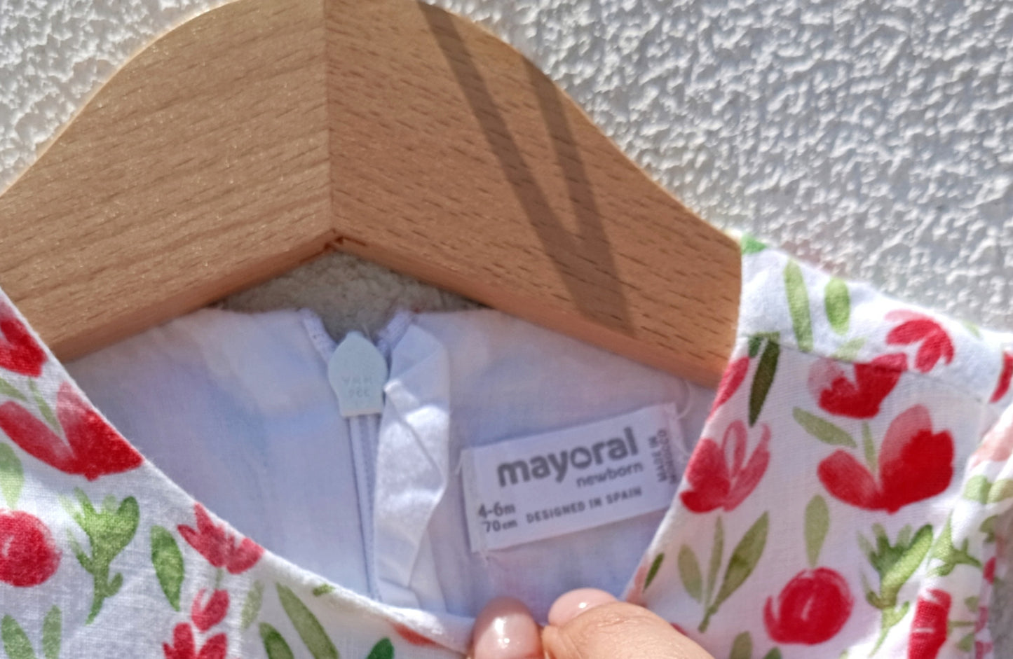 Vestido Floral Mayoral Newborn com Folhos e Laço – 4 a 6 Meses (70 cm)