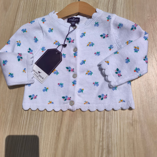 Casaco de Malha Floral Sergent Major Écru – Novo com Etiqueta – 6 Meses (68 cm)