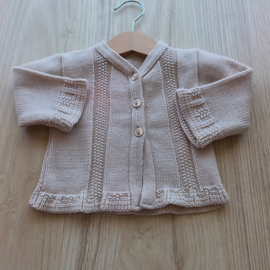 Casaco de Malha Trabalhada Rosa-Claro – 1-3 Meses]