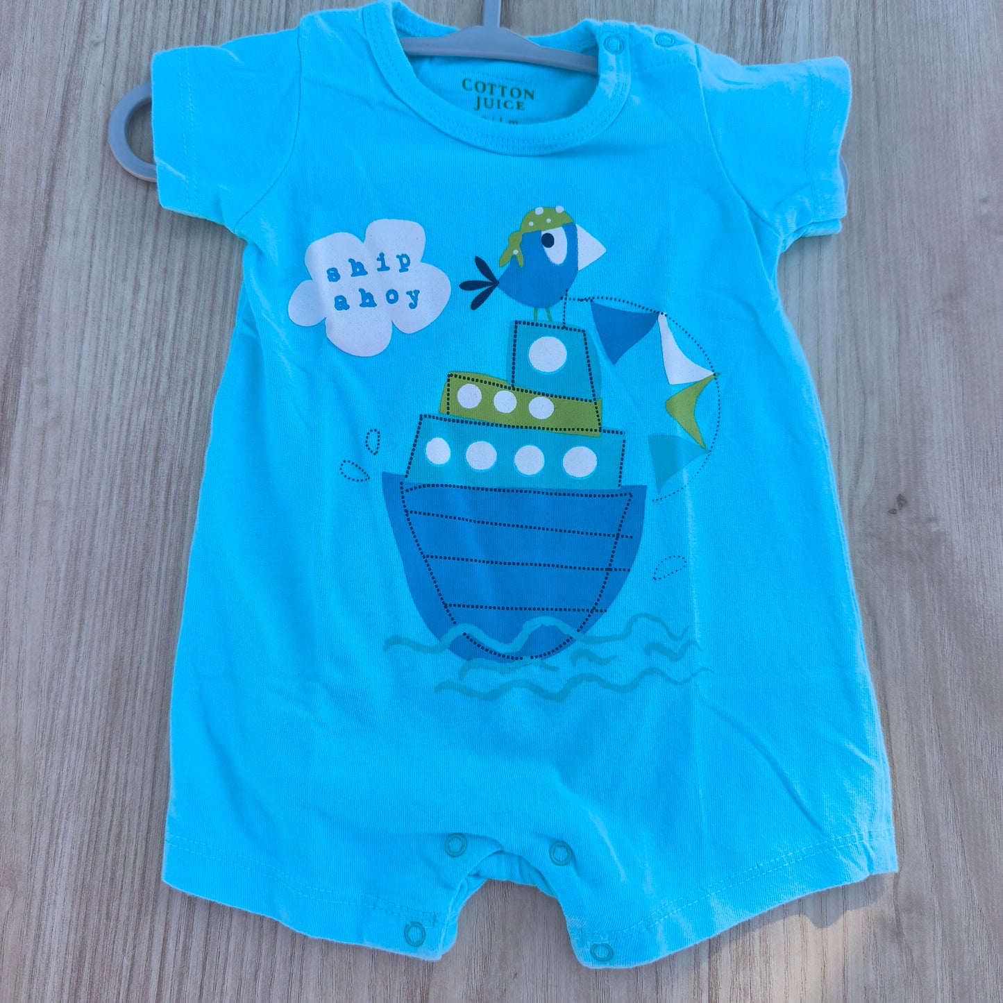 Macacão Azul Cotton Juice "Ship Ahoy" – 0-1M