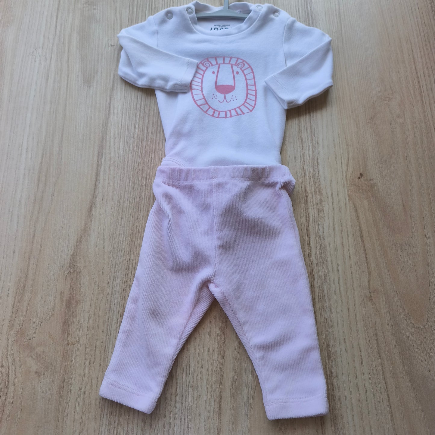 Conjunto Bebé Body Losan Branco + Leggings Zippy Rosa-Claro – 1-3 Meses (56-62 cm)
