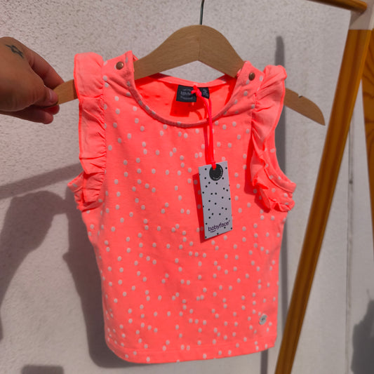 Blusa Babyface Coral Néon com Bolinhas e Folhos – 12-18 Meses (86 cm)