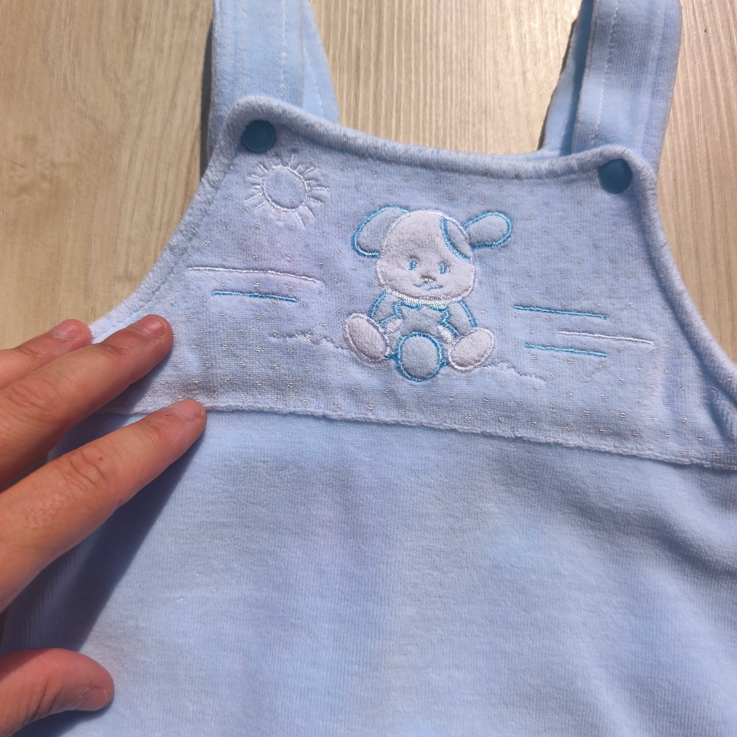 Conjunto de 2 Jardineiras / Fofos de Veludo com Pés – Azul Claro