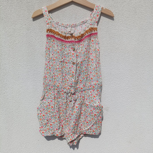 Macacão Curto / Romper de Verão Zippy Floral com Croché – 3/4 Anos (96-103 cm)