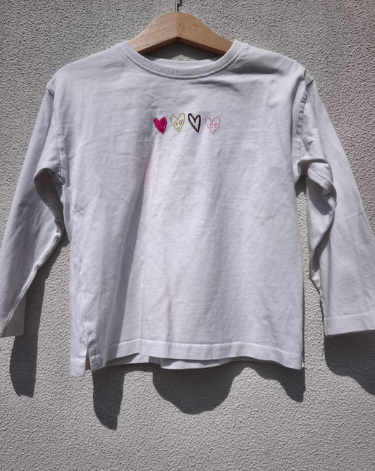 Camisola Branca com Corações – Zara-4 anos