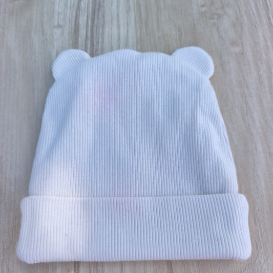 Gorro Canelado Zara Baby com Orelhas Branco/Cru – 1-6 Meses (62 cm)
