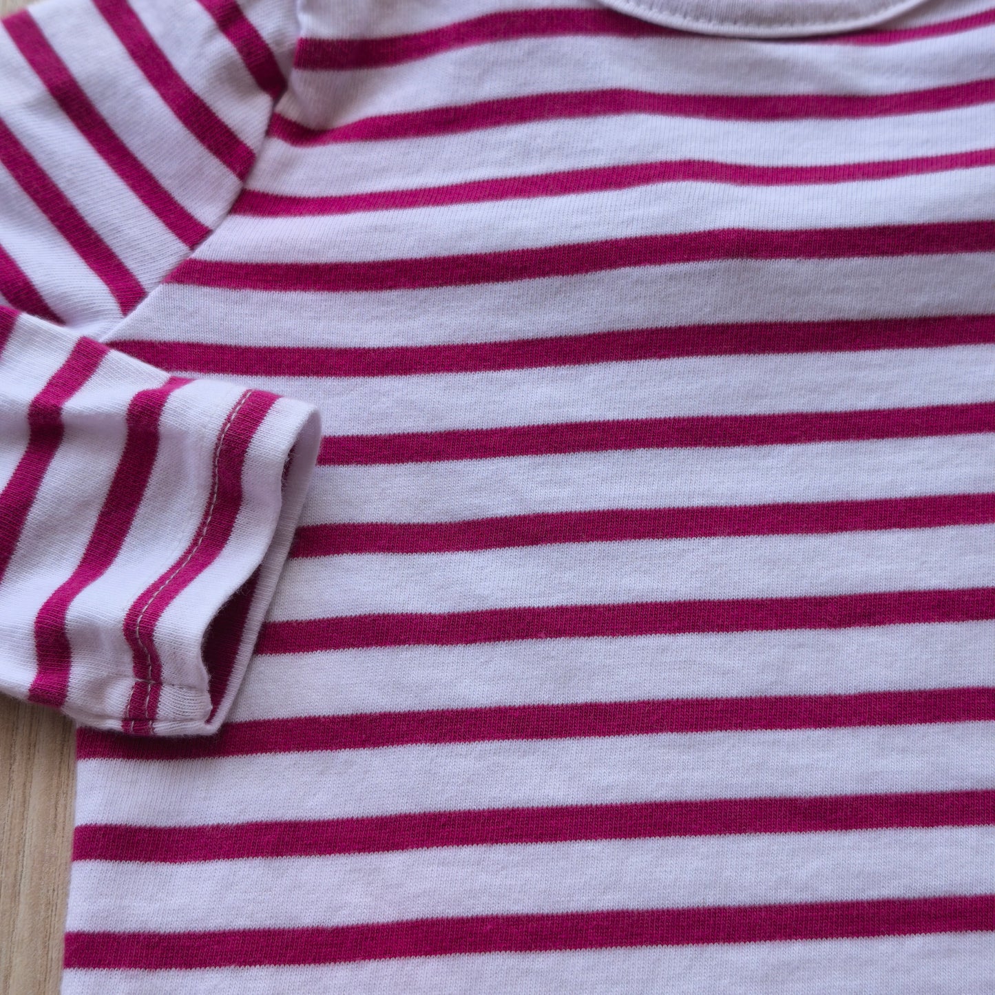 Camisola Primark Manga Comprida Às Riscas Rosa e Branco – 3-6 Meses (68 cm)
