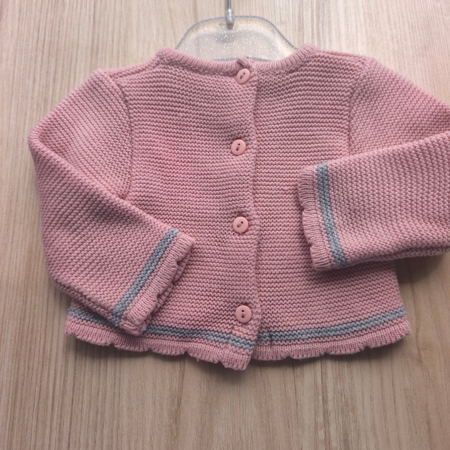 Casaco de Malha de Menina com Botões – Rosa Velho