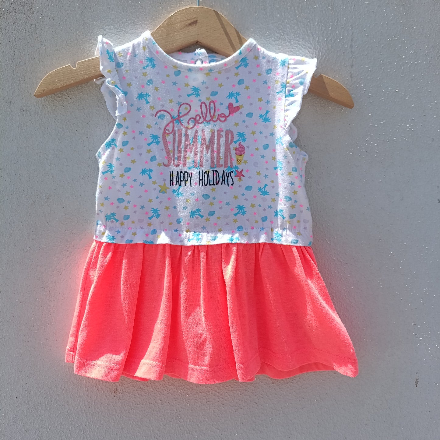 Vestido de Verão Tissaia "Hello Summer" Coral – 3 Meses
