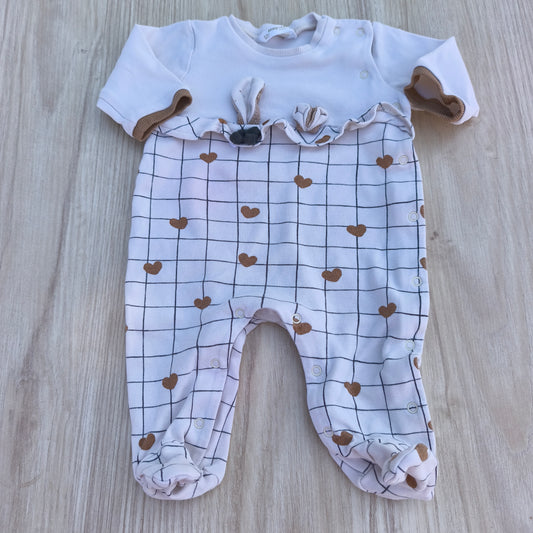 Babygrow de Veludo com Padrão de Quadros e Corações