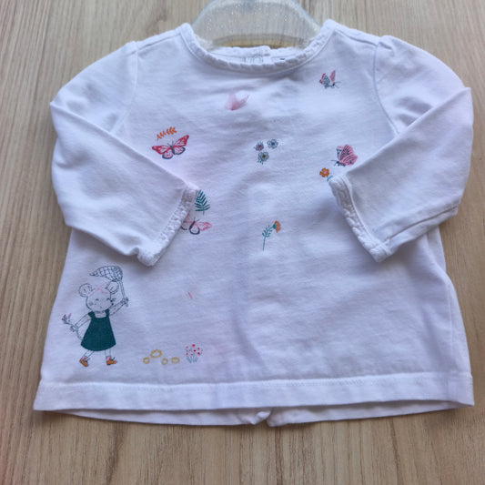 Blusa Sergent Major Branca com Estampa Ilustrada e Botões – 3 Meses (59 cm)