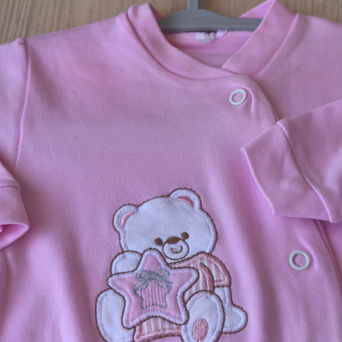 Babygrow Pijama de Algodão para Menina com Ursinho – Rosa