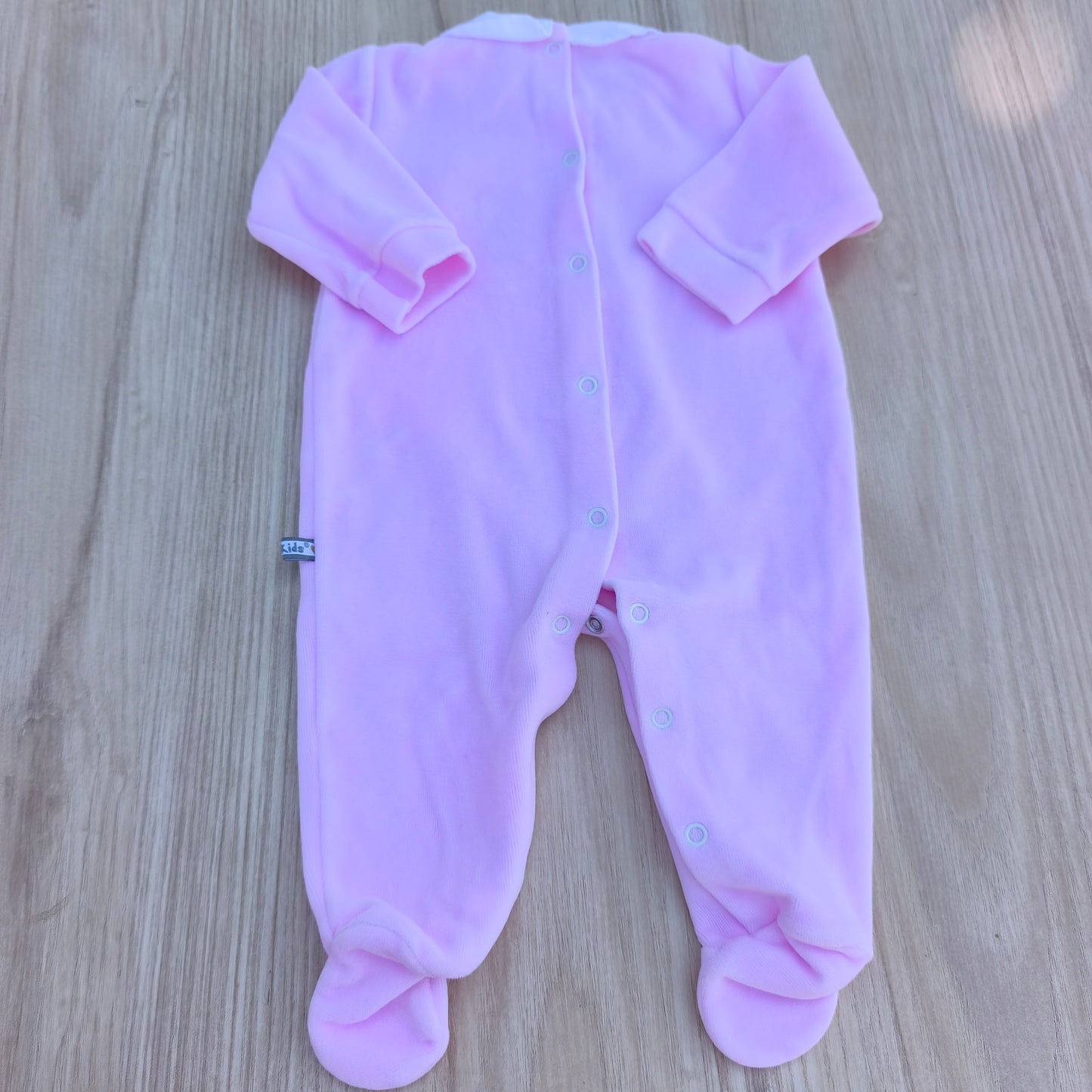 Babygrow Veludo Rosa com Urso Bordado,BlueKids,6 meses