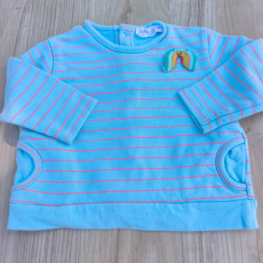 Sweat-shirt / Camisola de Riscas Zara Mini com Arco-Íris 3D – 9-12 Meses (80 cm)