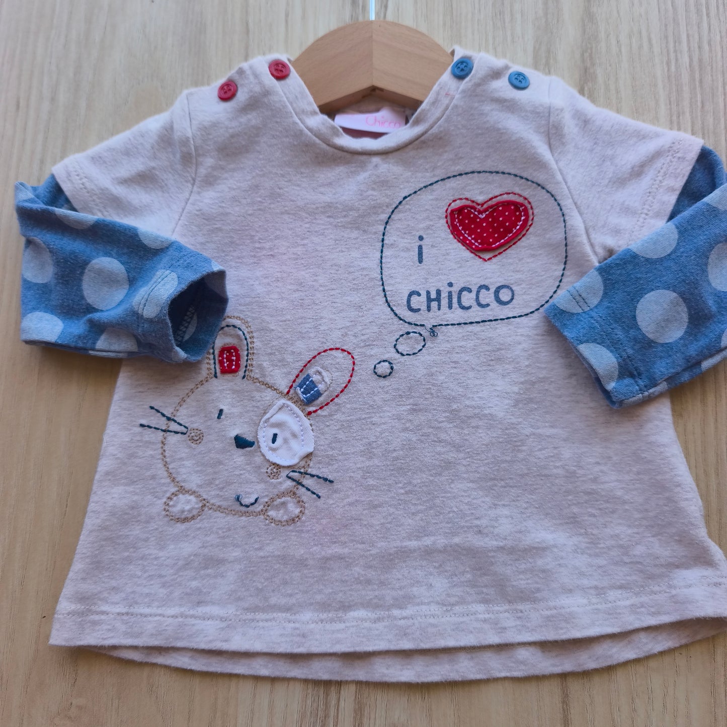 Camisola Chicco "I Love Chicco" com Coelhinho – 3 Meses (62 cm)