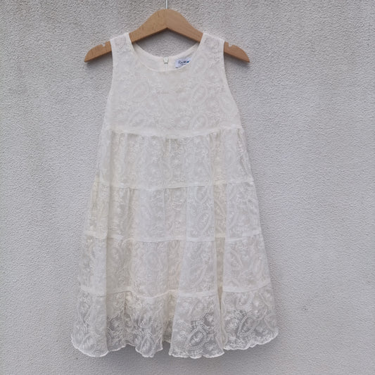 Vestido de Cerimónia em Renda de Camadas Riscos 6- 12 anos