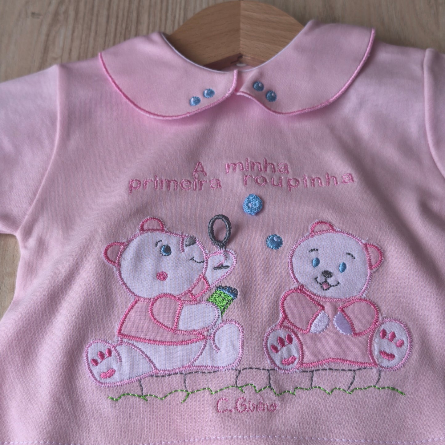 Conjunto de Criações Girino (2 Peças) 100% Algodão – Rosa (0-1 Mês)