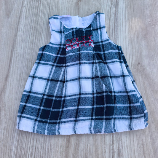 Vestido de Alças em Xadrez Azul e Branco, 1-3 meses