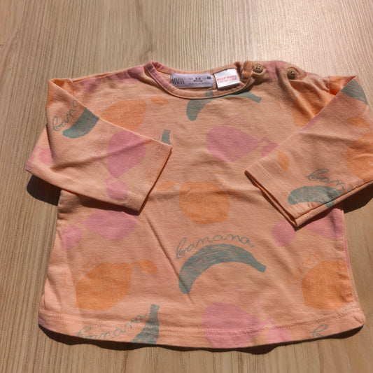 Camisola Salmão Padrão Frutas "Banana",Zara.