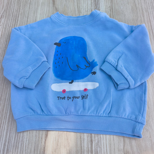 Sweat-shirt H&M Azul "Pássaro de Skate" – 4-6 Meses (68 cm)