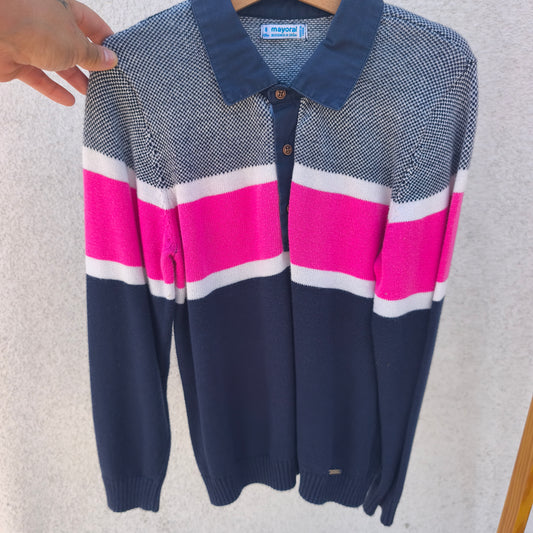Polo de Malha de Manga Comprida Tricolor (Mayoral) 6-12 anos