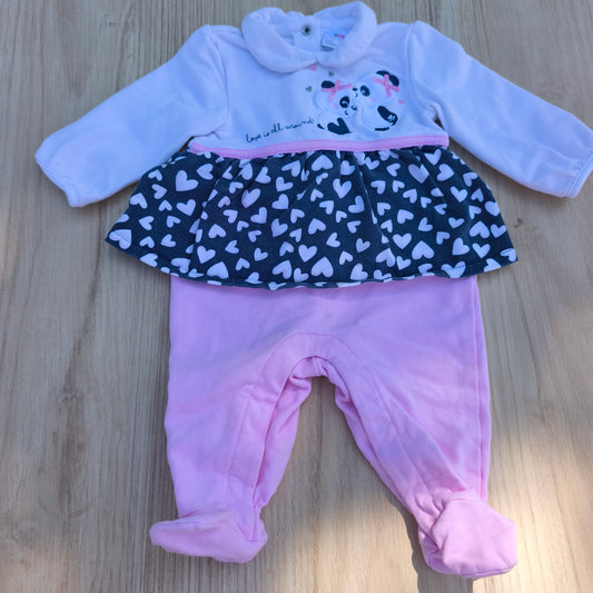 Babygrow Menina com Saia Pandas – Prénatal 1-3M
