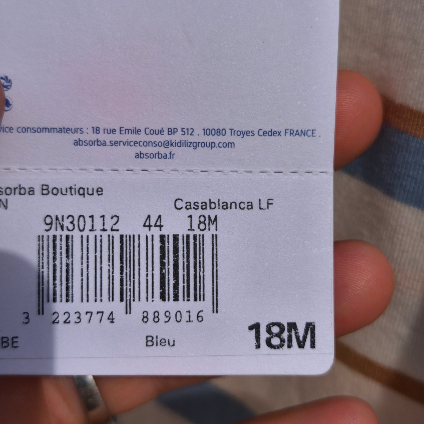 Vestido Absorba Às Riscas Azul e Bege – Novo com Etiqueta – 18 Meses