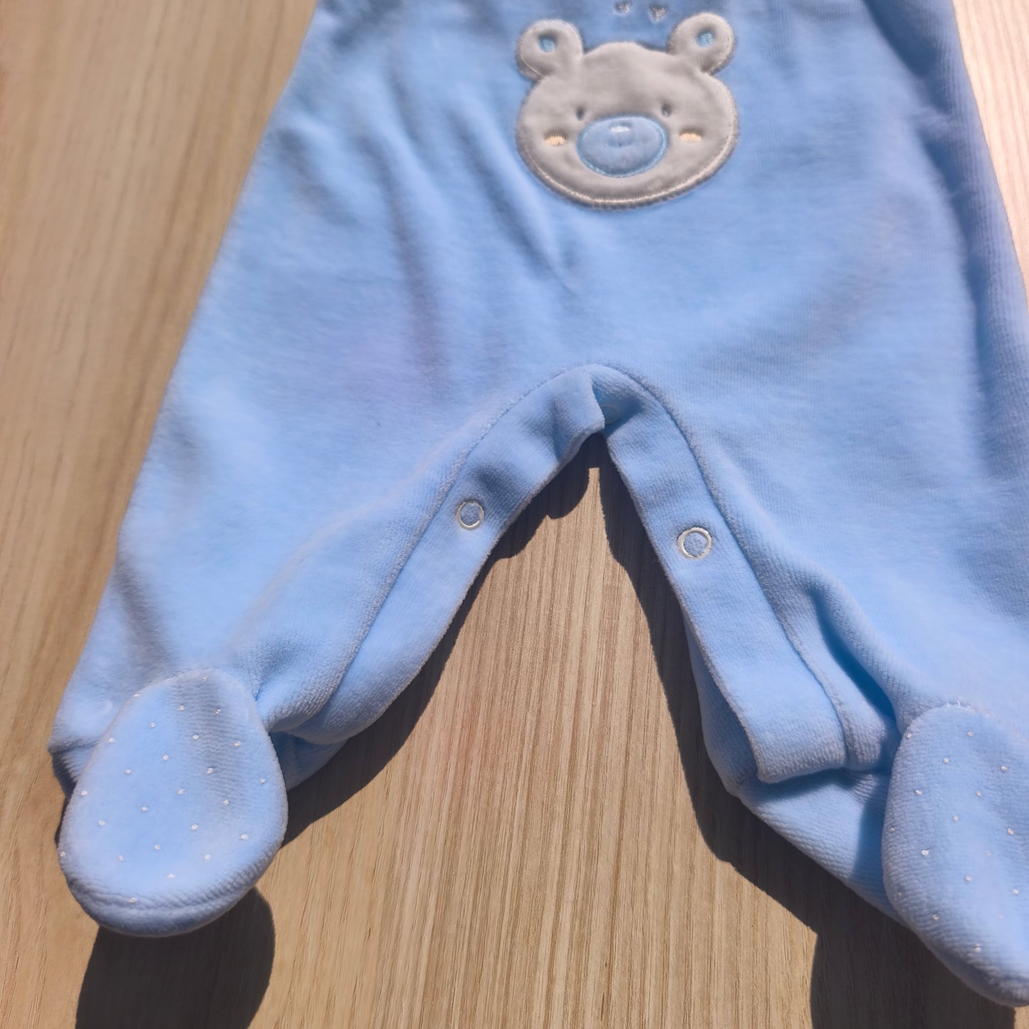Conjunto de 2 Jardineiras / Fofos de Veludo com Pés – Azul Claro