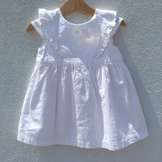 Vestido com Riscas Subtis (Branco/Rosa Suave) e Laço – [Sergent Major]