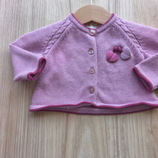 Casaco de Malha Mayoral Newborn Rosa com Detalhe de Corações – 1-2 Meses (60 cm)