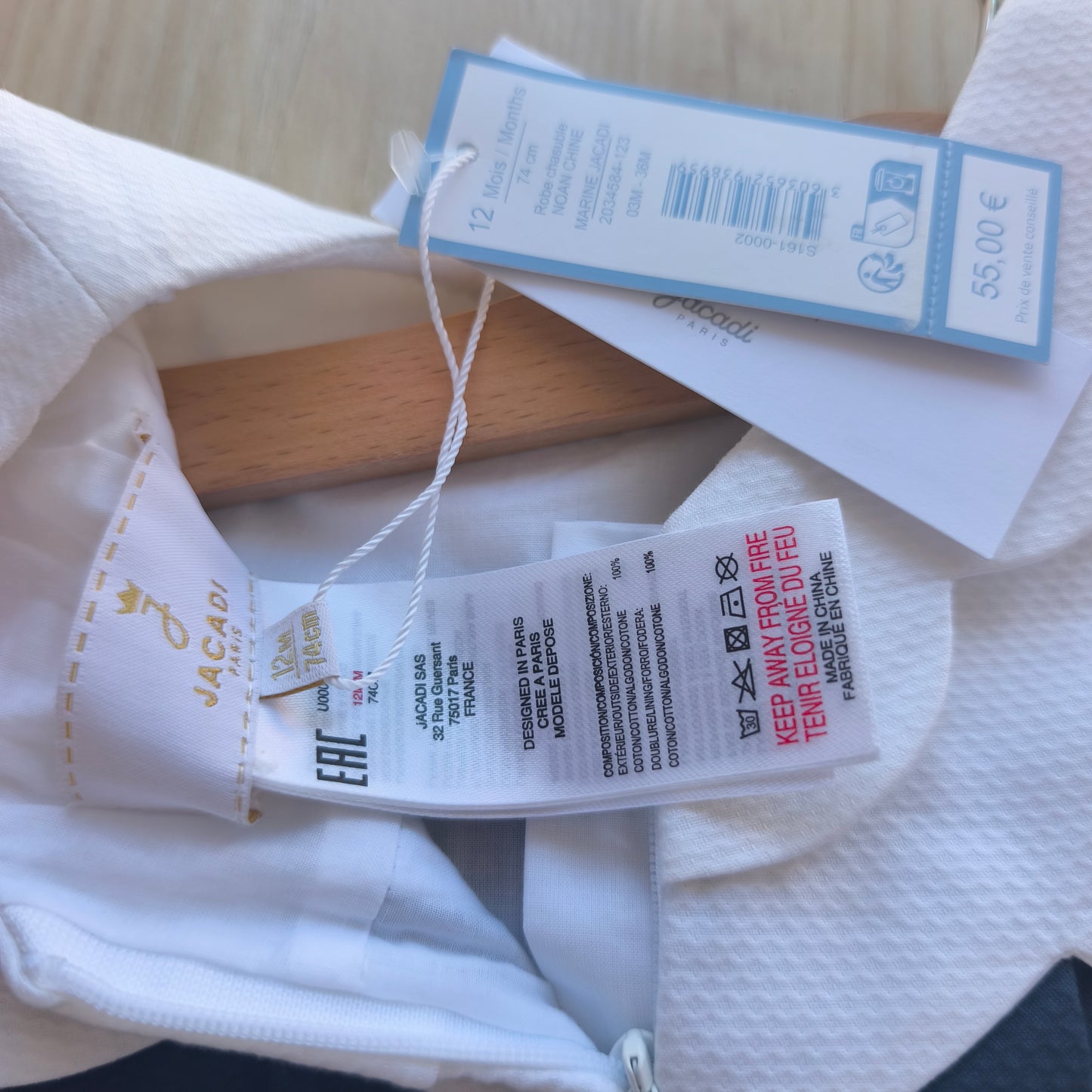 Vestido de Piqué Jacadi Paris – Azul Marinho e Branco