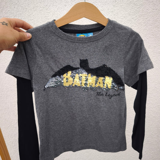 Camisola Batman com Efeito Dupla Manga 5-6 anos