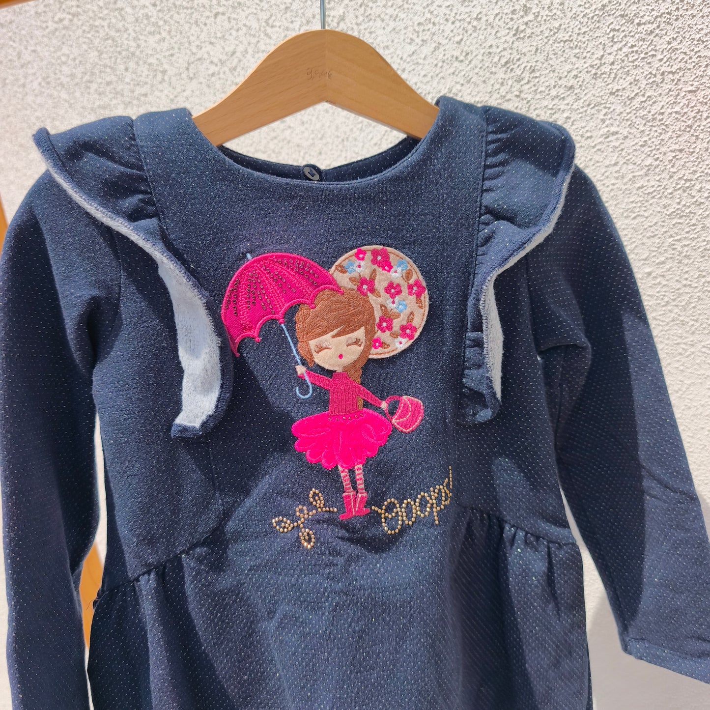 Vestido Azul-Escuro com Brilhos e Bordado Mayoral – 4 Anos