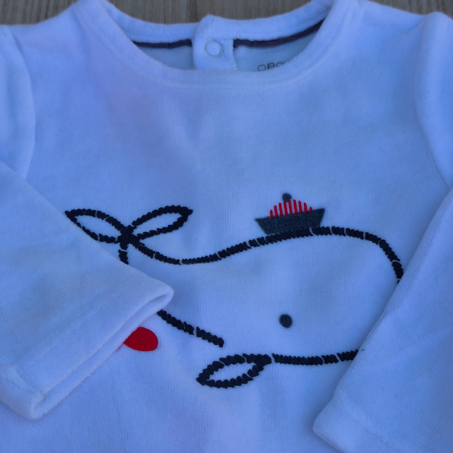 Pijama de 2 Peças Obaïbi em Veludo com Baleia – 12 Meses (74 cm)