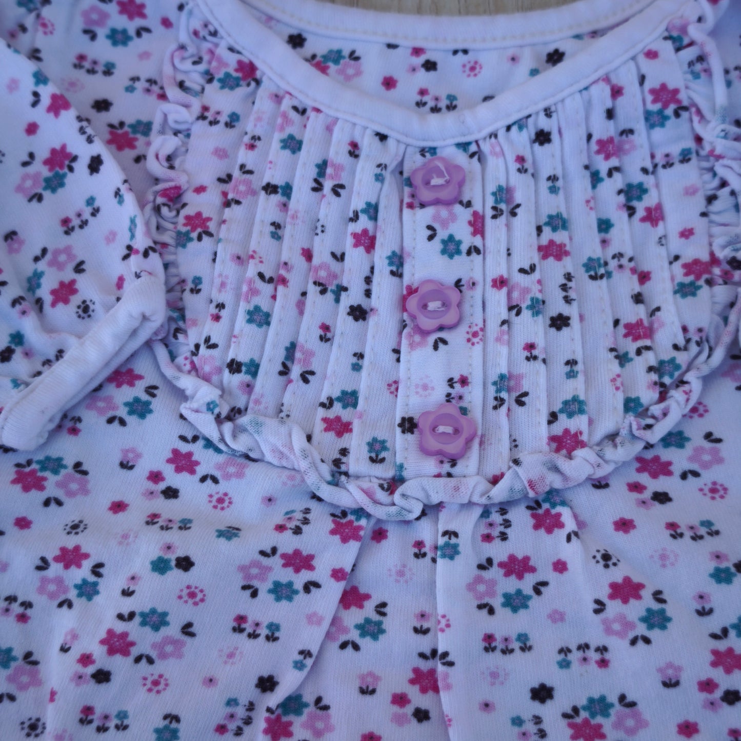 Blusa de Algodão Floral — Pormenor Plissado