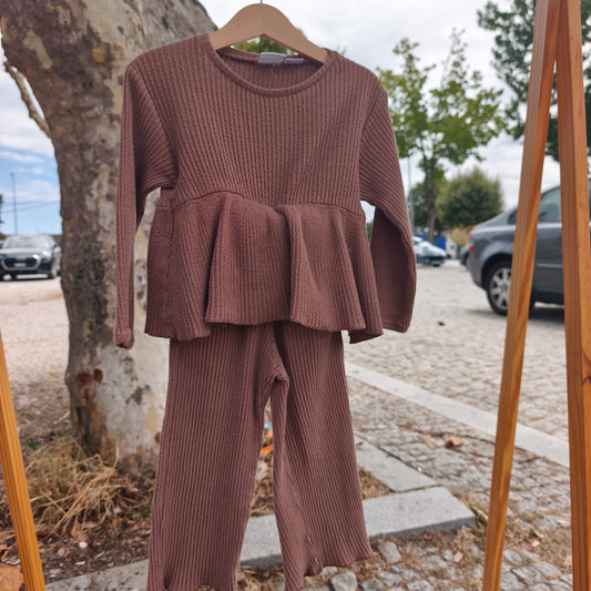 Conjunto Ribbed Peplum Zara Kids. 3-4 anos