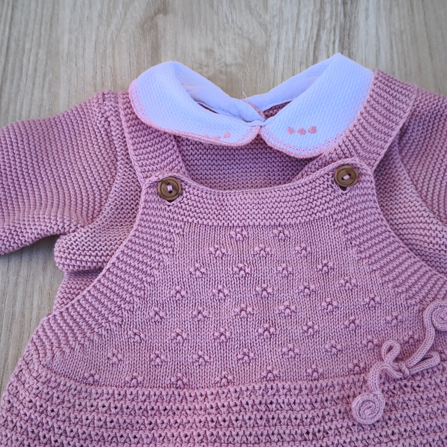 Conjunto de Duas Peças em Malha Canelada — Rosa Velho