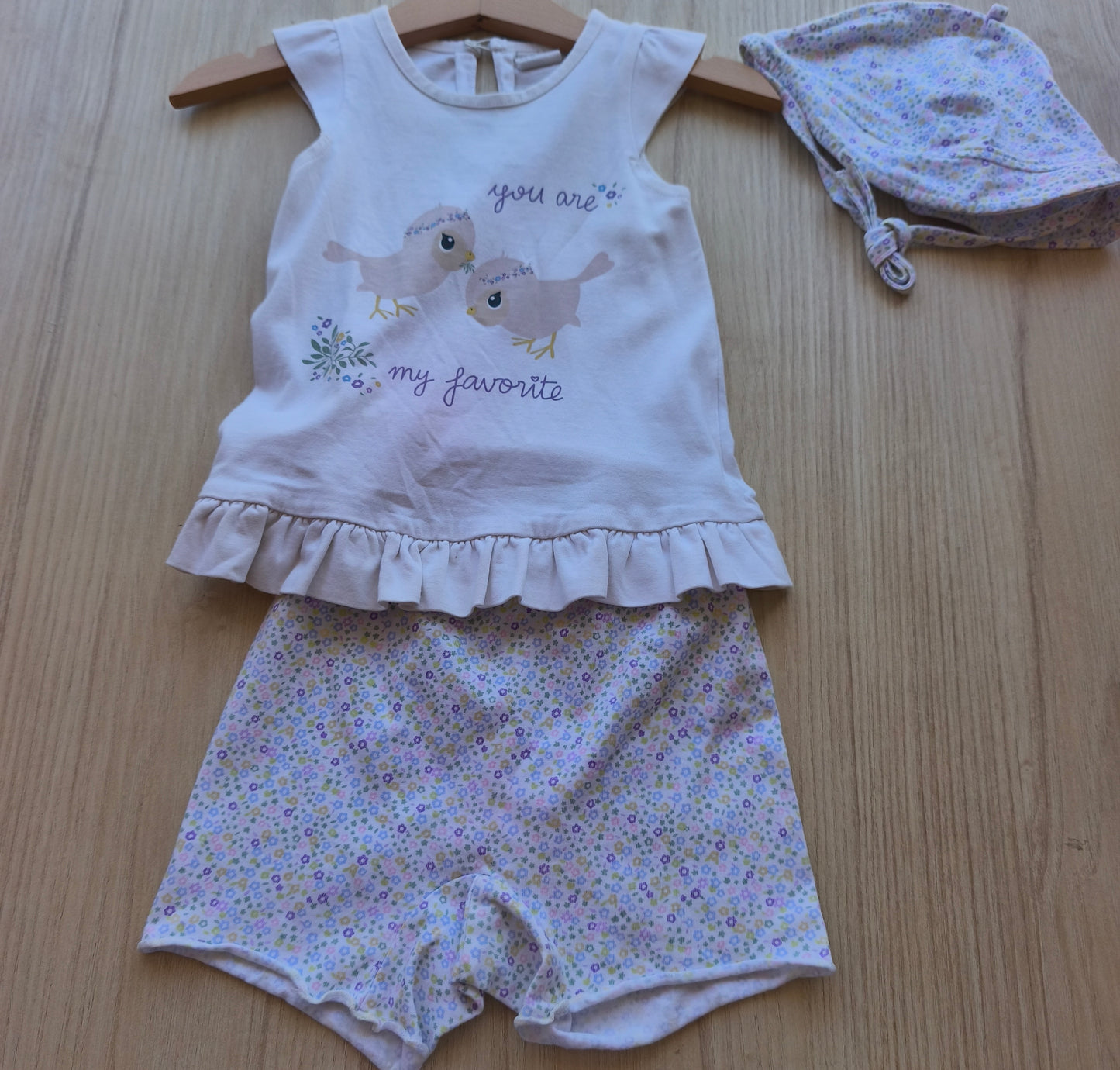 Conjunto de Verão H&M com Touca "My Favorite" – 4-6 Meses (68 cm)