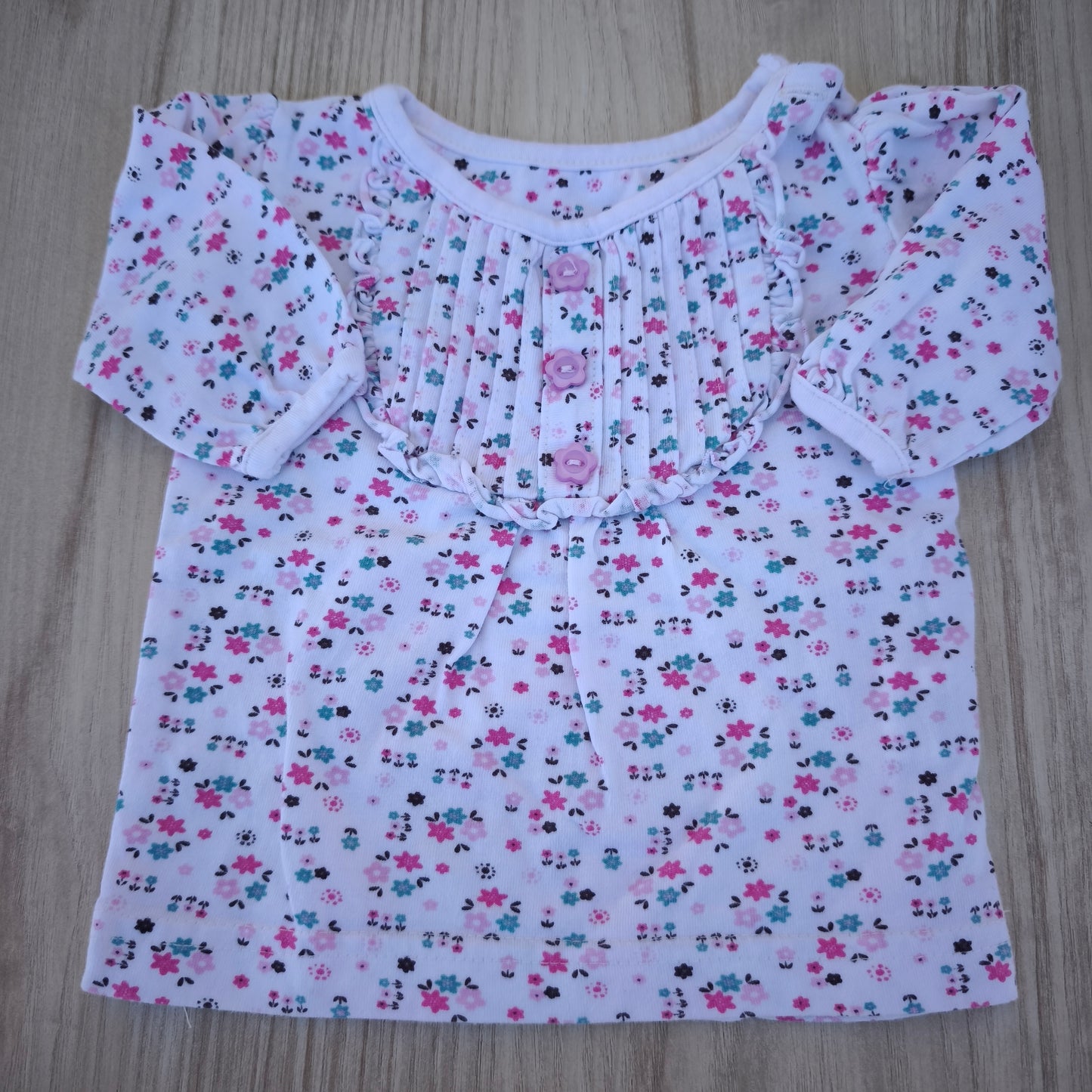 Blusa de Algodão Floral — Pormenor Plissado