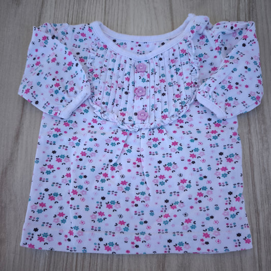 Blusa de Algodão Floral — Pormenor Plissado