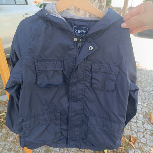 Casaco Blusão Corta-Vento Zippy Azul-Escuro com Capuz 5-6 anos