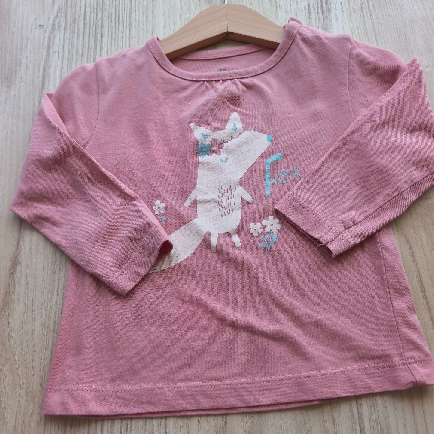 Camisola Zippy (ZY Baby) Manga Comprida Rosa com Estampa de Raposa – 9-12 Meses (72-76 cm)