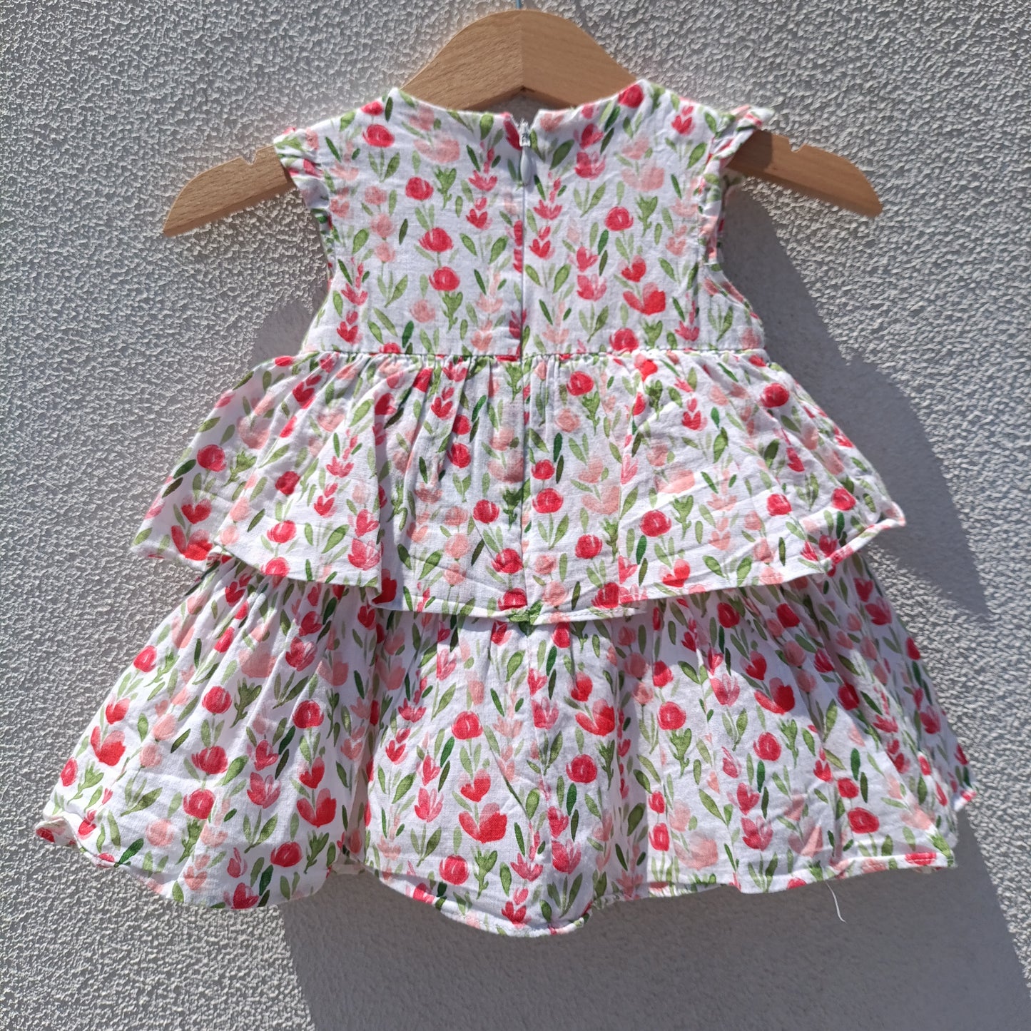 Vestido Floral Mayoral Newborn com Folhos e Laço – 4 a 6 Meses (70 cm)