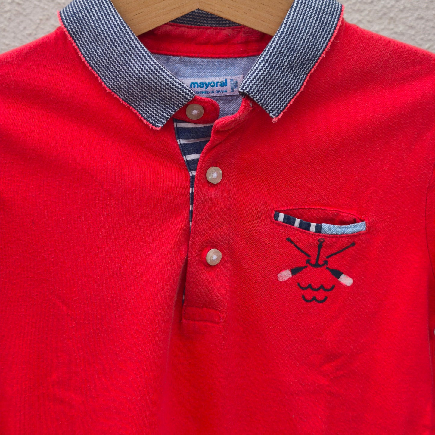 Polo de Manga Comprida Mayoral Vermelho – Estilo Náutico