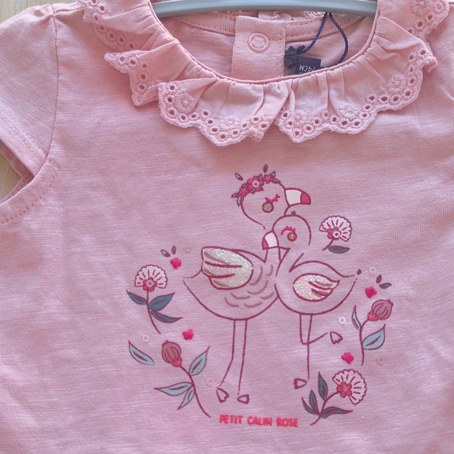 T-shirt de Bebé com Folho e Bordado Flamingo – Sergent Major