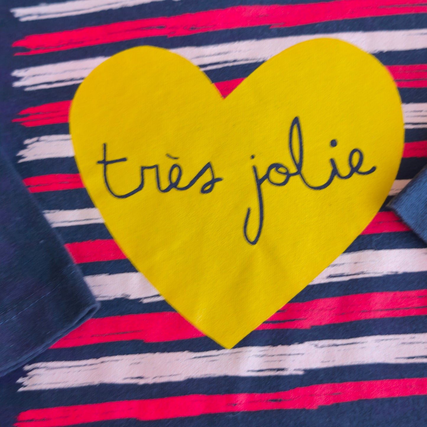 Camisola Zippy Azul-Escuro com Coração Amarelo e Folho – 9-12 Meses (72-76 cm)
