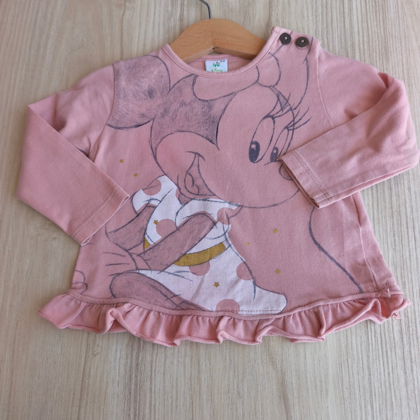 Camisola Zippy Disney Minnie Mouse Rosa-Velho com Folho – 6/12 meses
