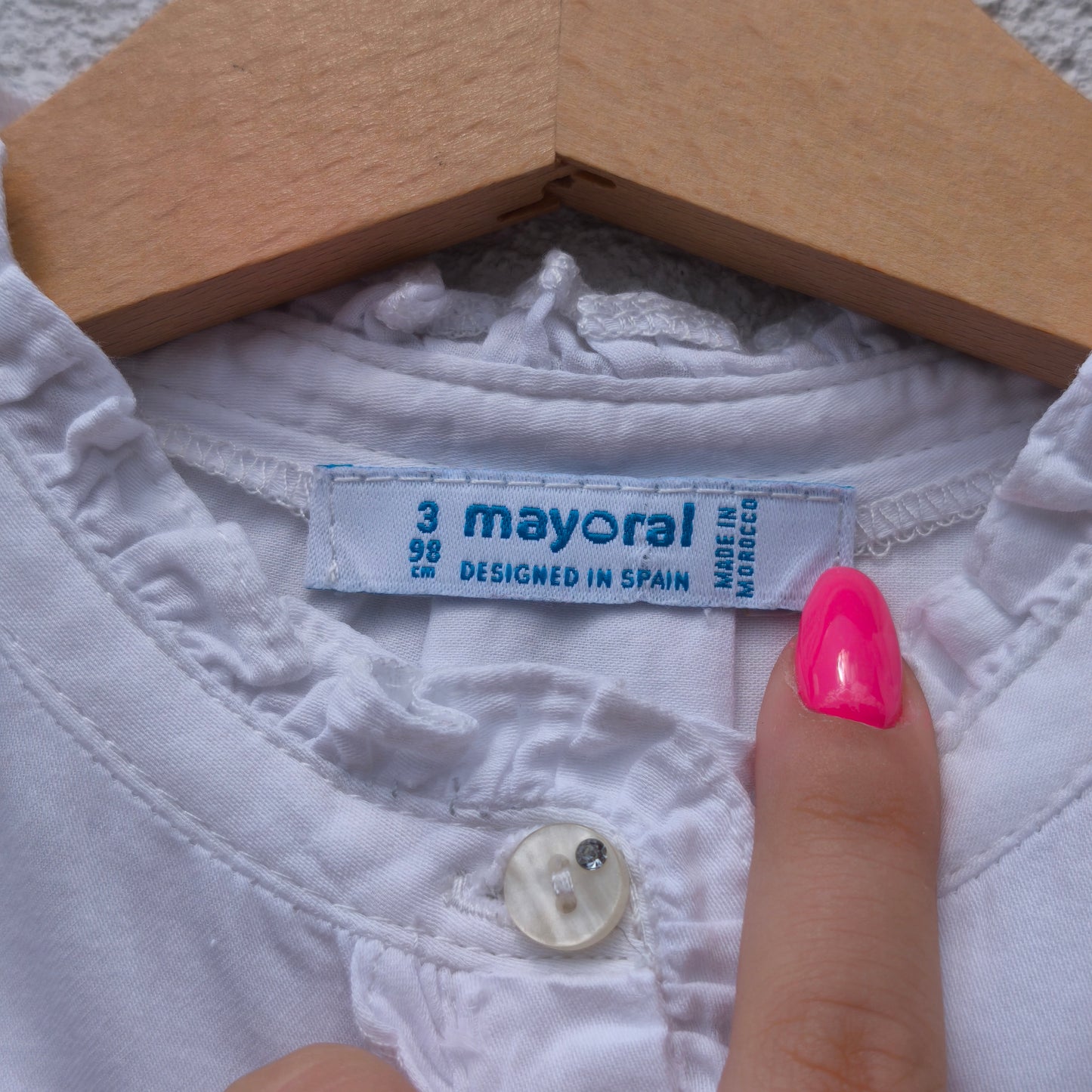 Camisa Branca Clássica com Gola em Folho – Mayoral-3 anos